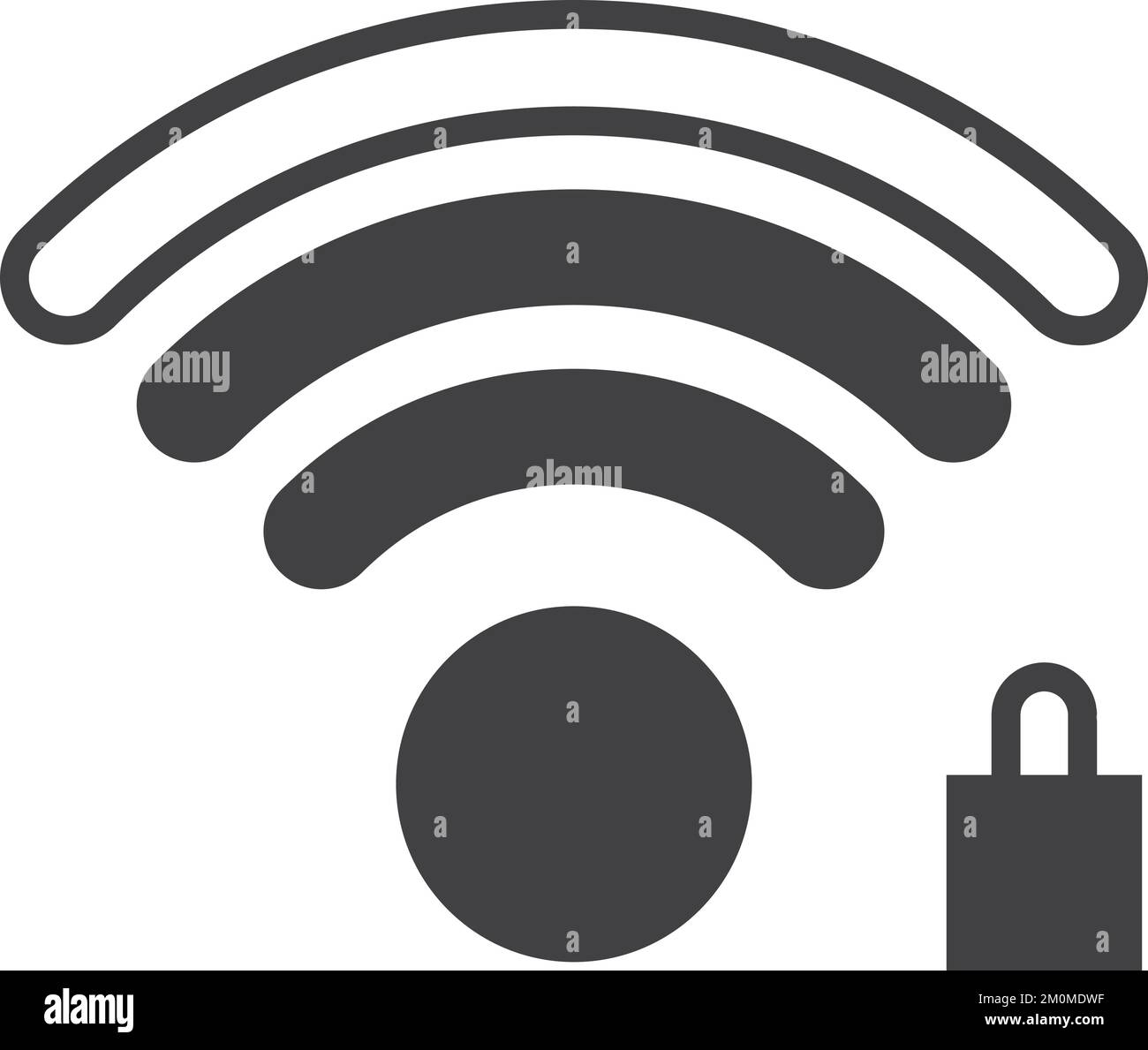 Wi-Fi-Schild mit Schlosssymbol. Passwortgeschützte Verbindung Stock Vektor