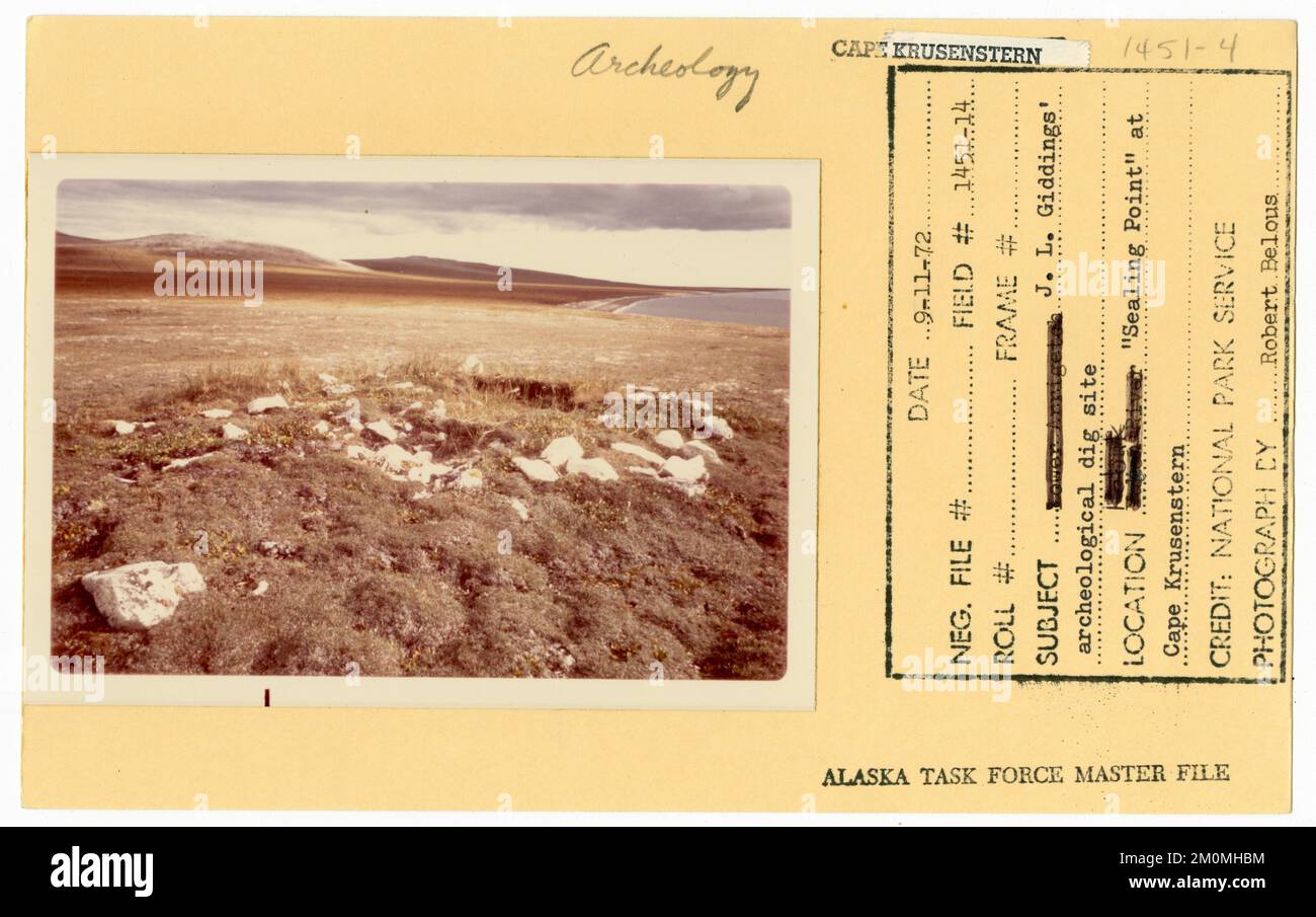 J.L. Giddings' archäologische Ausgrabungsstätte. Alaska Task Force Fotos Stockfoto