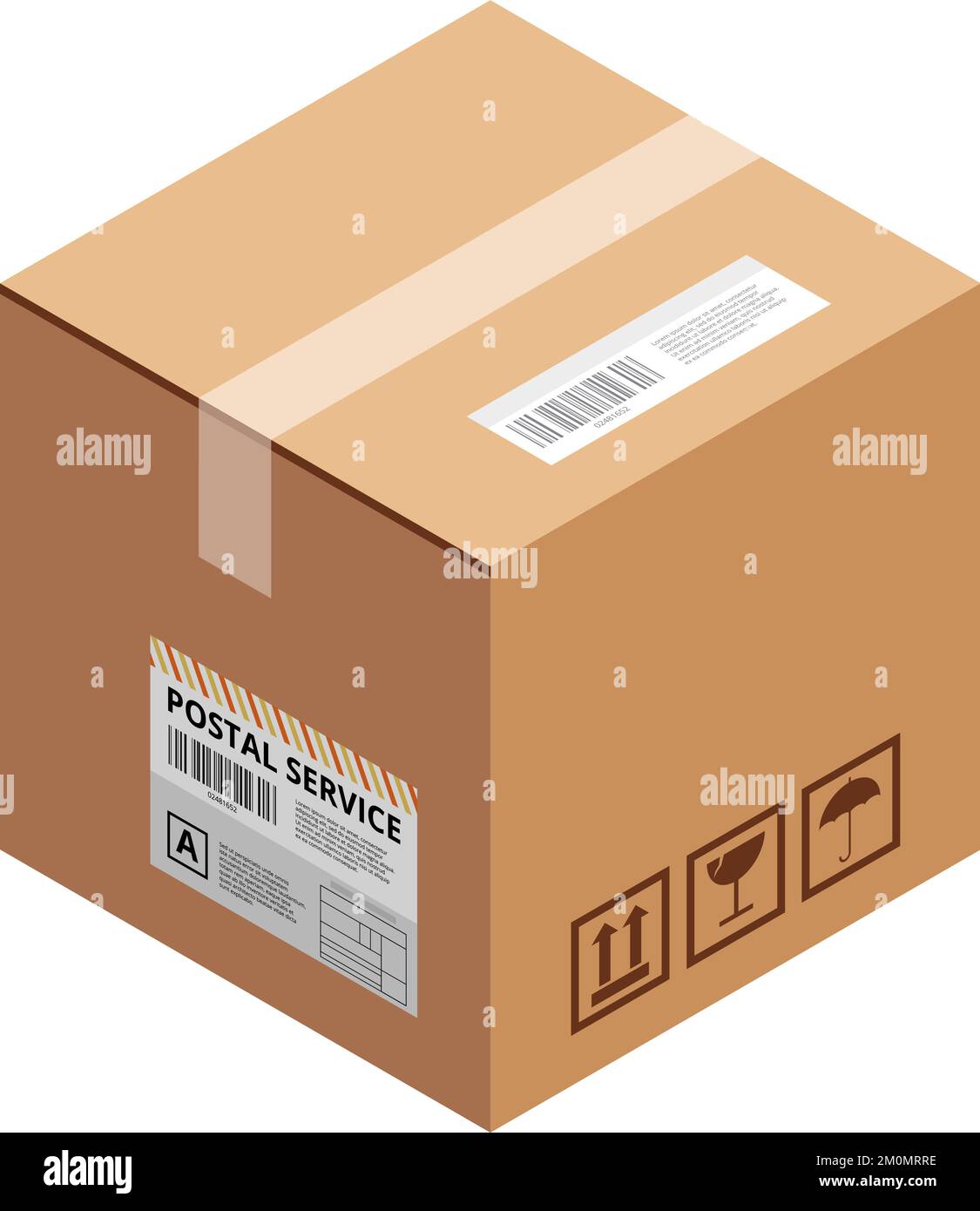 Isometrisches Pappkarton-Symbol. Versiegeltes Lieferpaket Stock Vektor