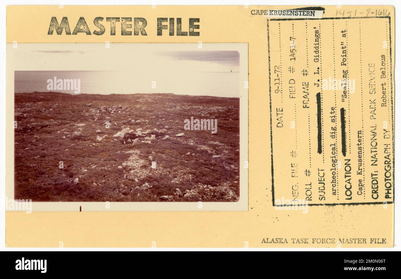 J.L. Archäologische Ausgrabungsstätte Giddings „Sealing Point“. Alaska Task Force Fotos Stockfoto
