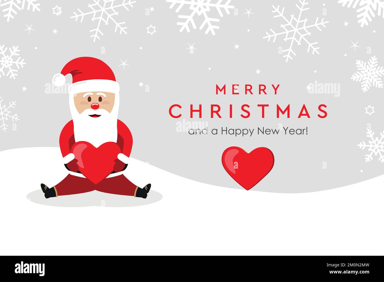 weihnachtsgrußkarte mit niedlichem weihnachtsmann auf verschneitem Hintergrund Stock Vektor