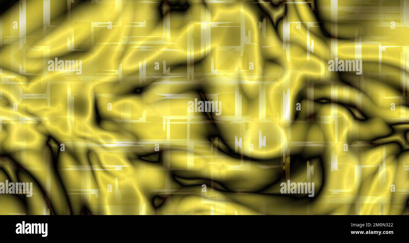 Schwimmende Wolken wie gelbe Fäden auf abstraktem Hintergrund mit 3D-Rendering für Dekorations-, Gewebe- und Musterkonzepte Stockfoto