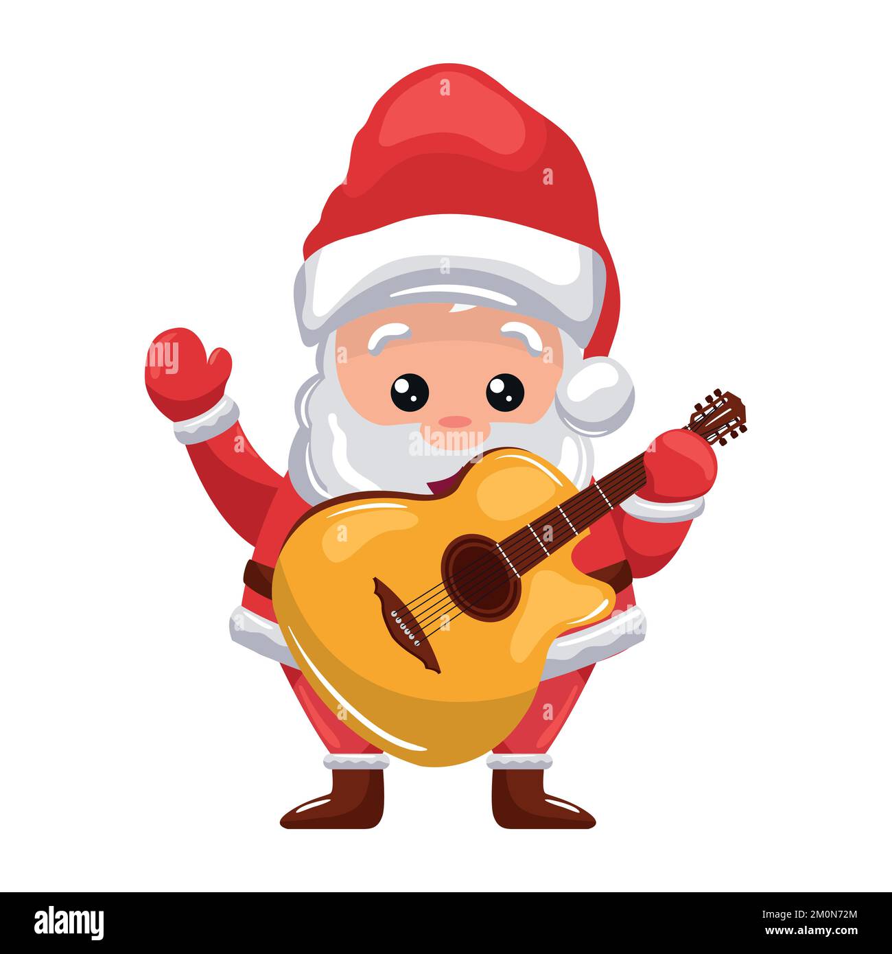 weihnachtsmann mit Akustikgitarre, die Weihnachtslieder für fröhliche weihnachten singt Stock Vektor