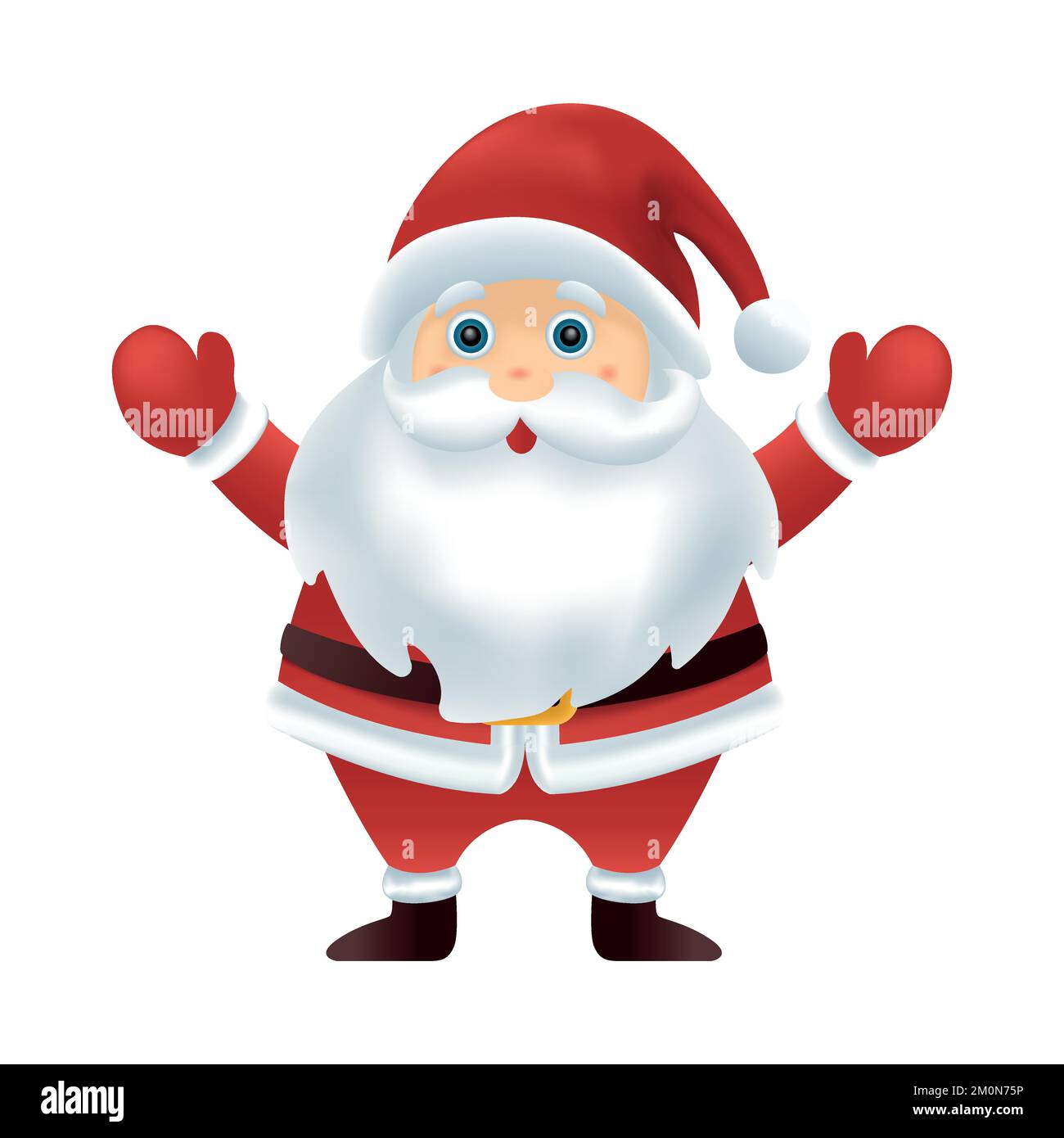 3D weihnachtsmann auf weißem Hintergrund für fröhliche weihnachtskarten Stock Vektor
