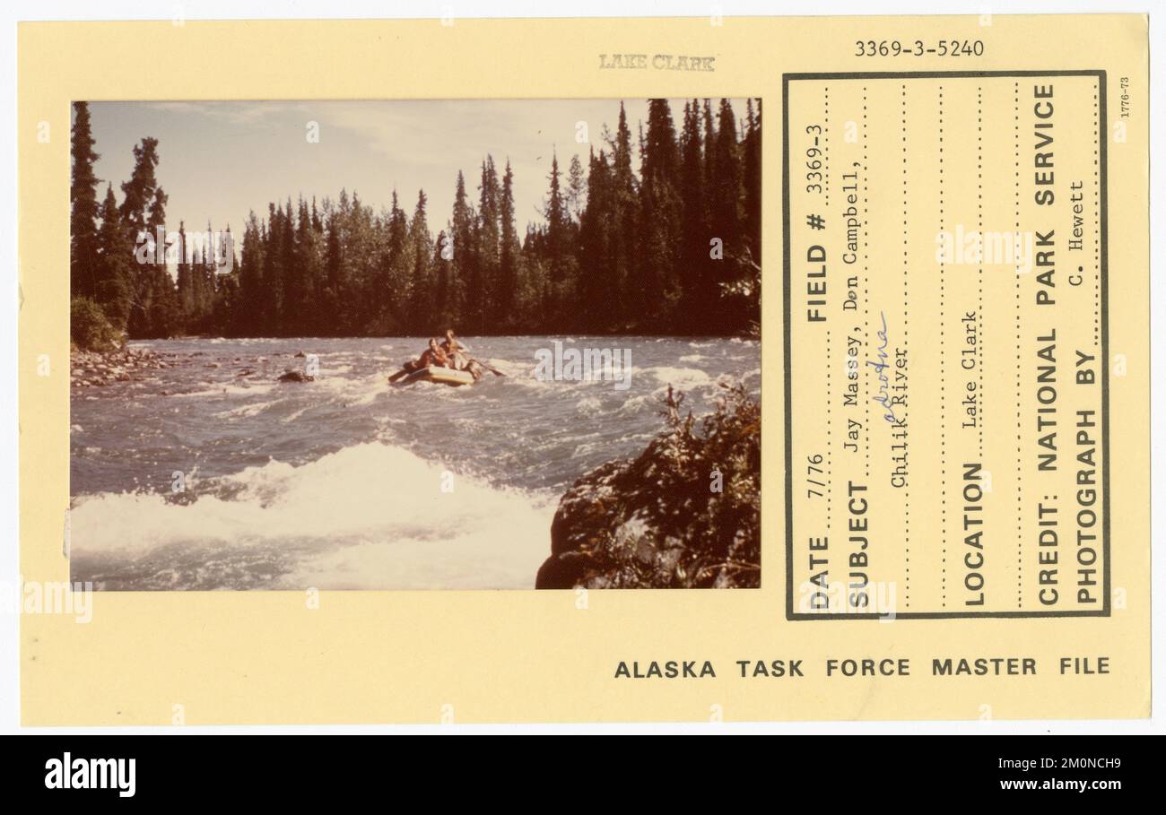 Jay Massey, Don Campbell, Fluss Chilikadrotna. Alaska Task Force Fotos Stockfoto