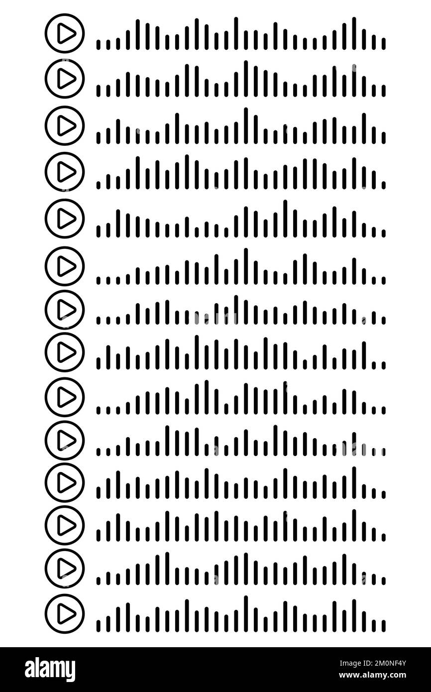 Audiowelle. Symbol klingt nach einem Lied. Podcast setzt Wellen. Symbole auf transparentem isoliertem Hintergrund. Sprachnachricht. Vektordarstellung. EQ Stock Vektor
