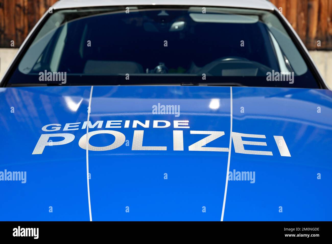 Polizeiauto-Straße Moritz Municipal Police, Schweiz, Europa Stockfoto