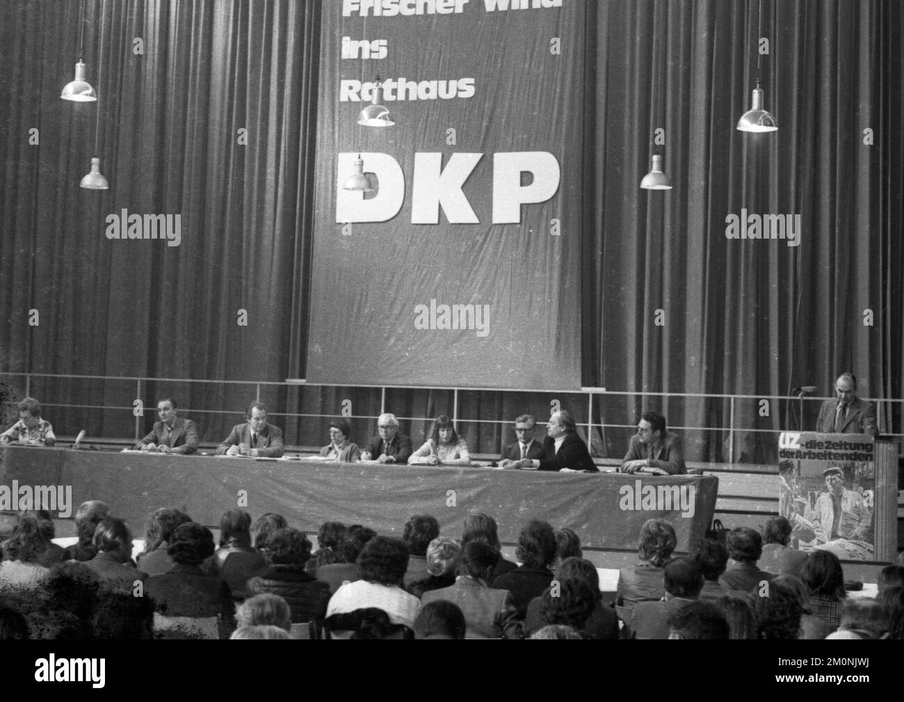 Der DKP widmete am 23. März 1974 in Bottrop, wo der DKP auch im stadtrat, Deutschland, Europa vertreten ist, eine Konferenz zur lokalen Politik Stockfoto