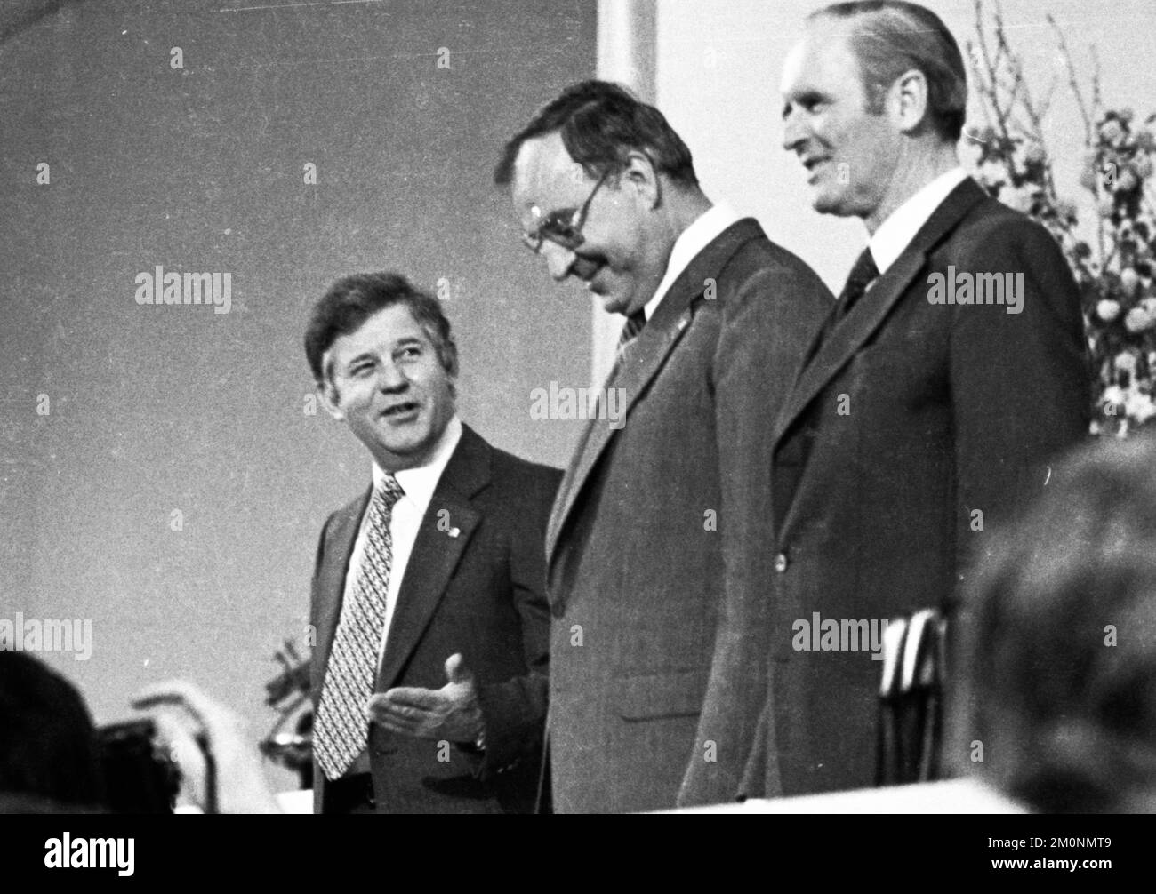 Parteitag der Christdemokratischen Union (CDU) am 24.5.1976 in Hannover, Kurt Biedenkopf, Helmut Kohl, Karl Carstens f.l, Deutschland, Europa Stockfoto
