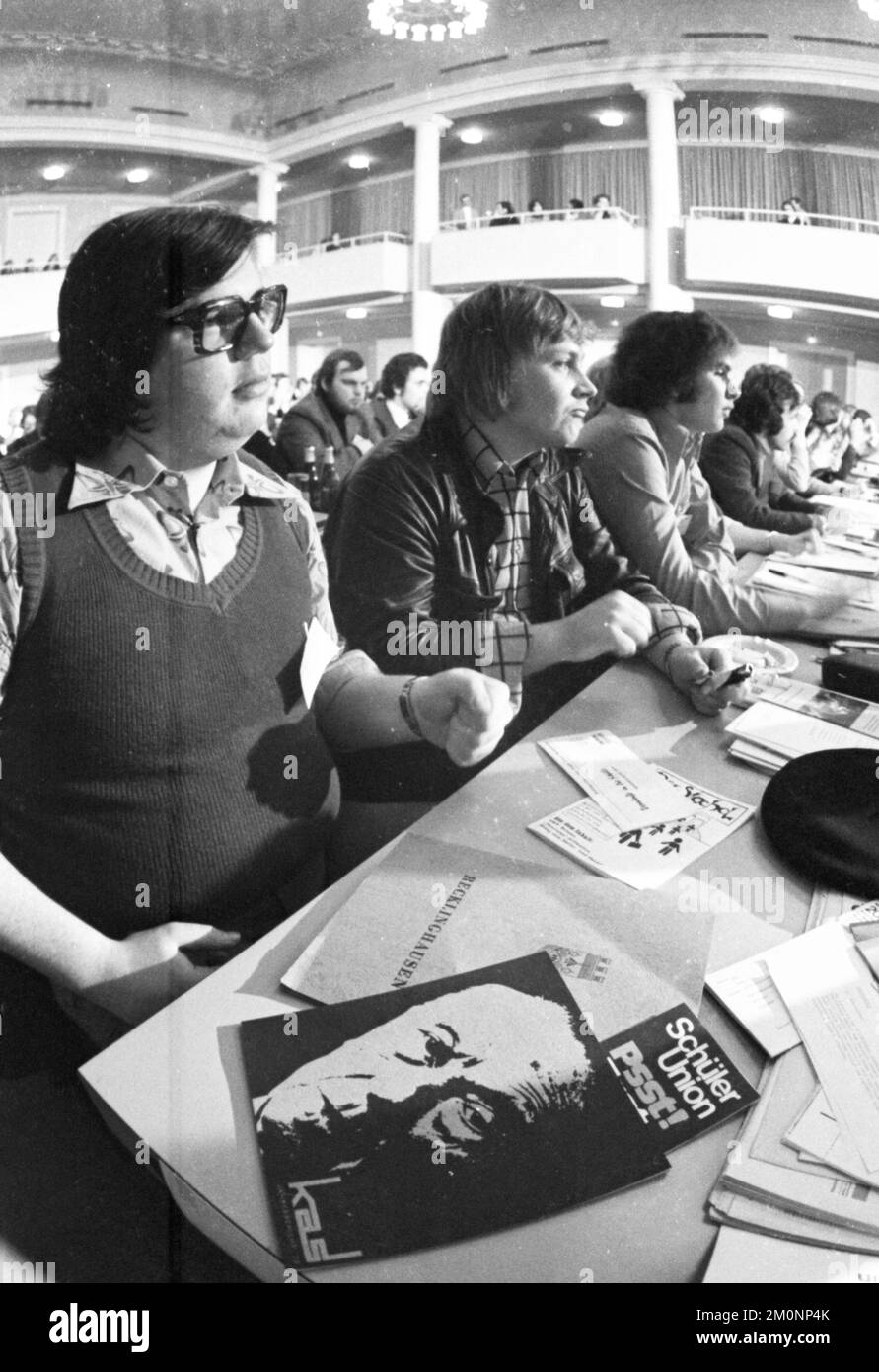 Der gemeinsame Schulkongress der Jungen Union und eines Teils der Christdemokratischen Partei (CDU) in Recklinghausen am 14. Dezember 1974 in Europa Stockfoto