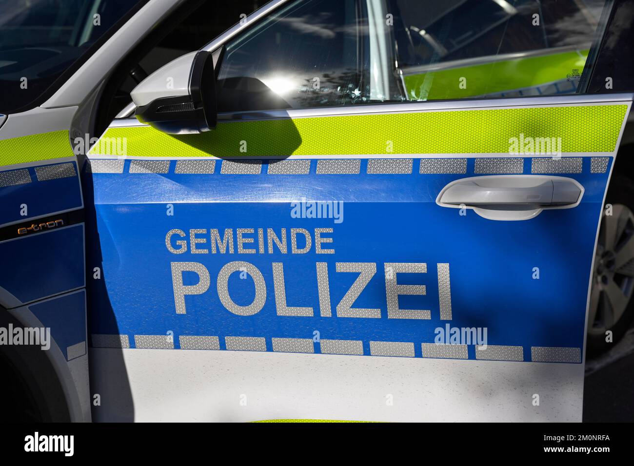 Polizeiauto-Straße Moritz Municipal Police, Schweiz, Europa Stockfoto