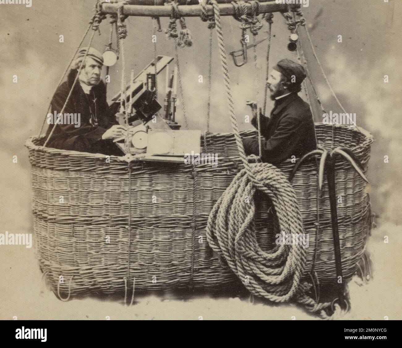 James Glaisher (links) und Henry Tracey Coxwell Ballooning im Jahr 1864 Stockfoto