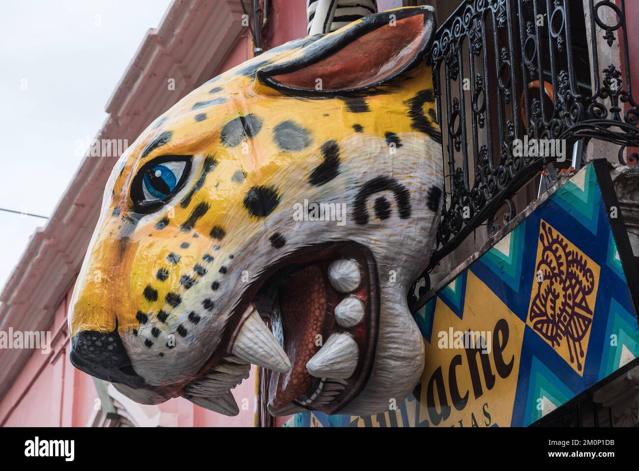 Farbiger Jaguar Kopf (Todestag), Oaxaca, Mexiko Stockfoto