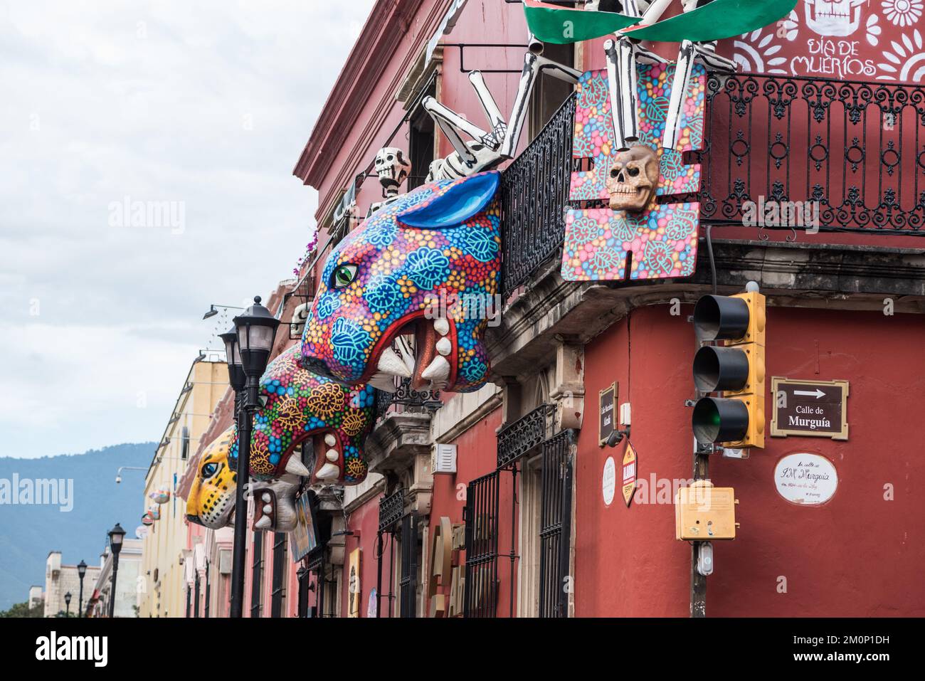 Farbiger Jaguar Kopf (Todestag), Oaxaca, Mexiko Stockfoto