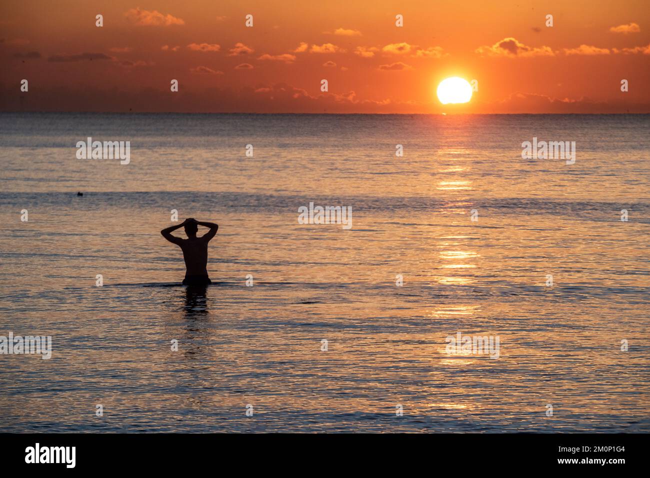 Brighton, 7. 2022. Dezember: Sonnenuntergang am Brighton's Palace Pier heute Abend Stockfoto