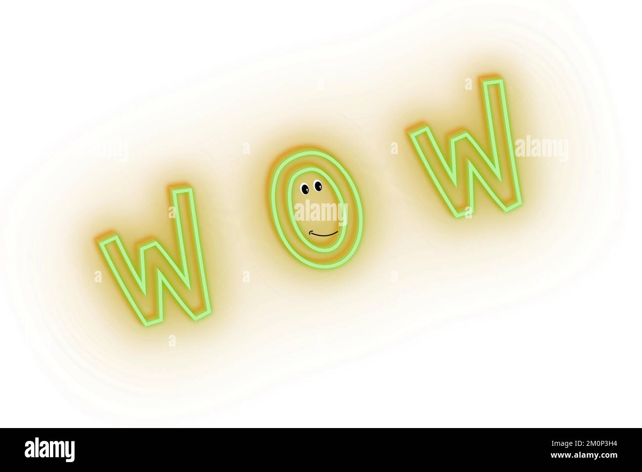 WOW-Ausdruck mit einem glücklichen Cartoon-Gesicht Stockfoto
