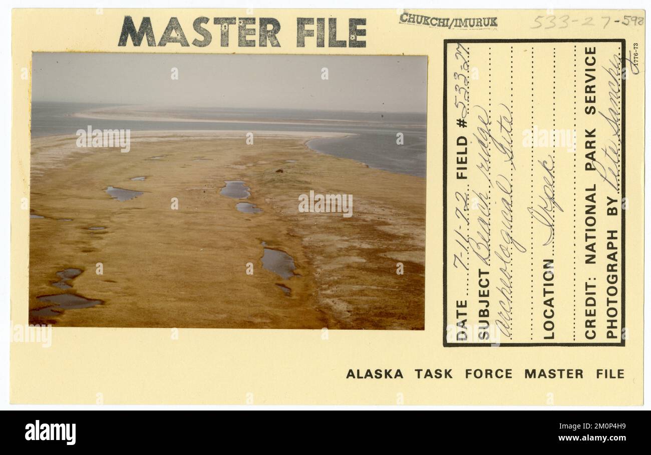 Archäologische Stätte am Strandkamm. Alaska Task Force Fotos Stockfoto