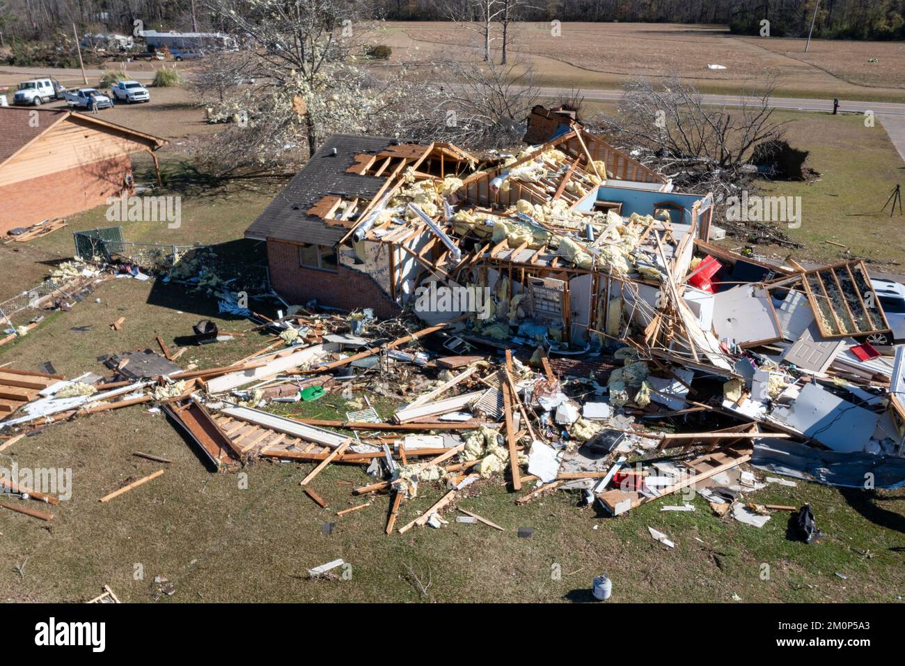 Steens, MS - 30. November 2022: Tornado-Schäden nach dem Tod von Häusern und Grundstücken Stockfoto