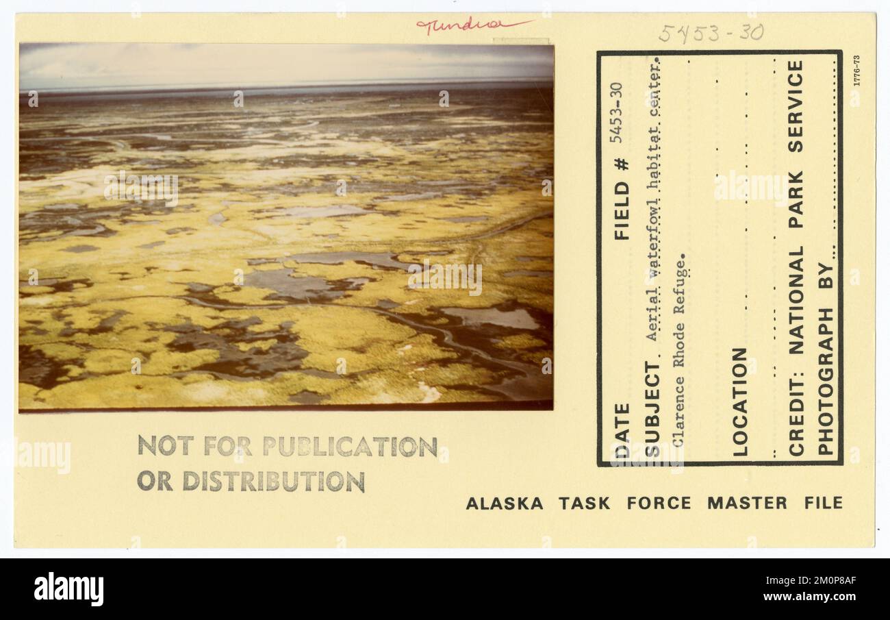 Das Habitatzentrum für Wasservögel aus der Luft. Clarence Rhode Zufluchtsort. Alaska Task Force Fotos Stockfoto