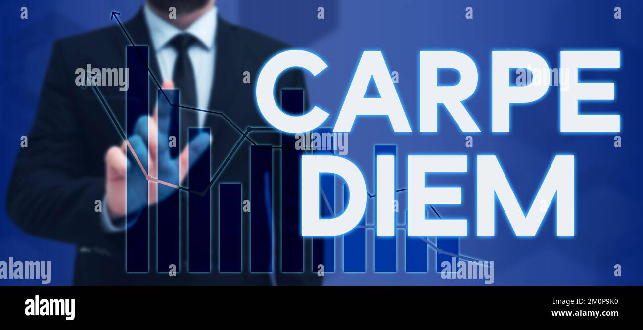 Schriftsteller Carpe Diem, Konzept für ein öffentliches Festival, bei dem die Leute Musik und Tanz spielen Stockfoto