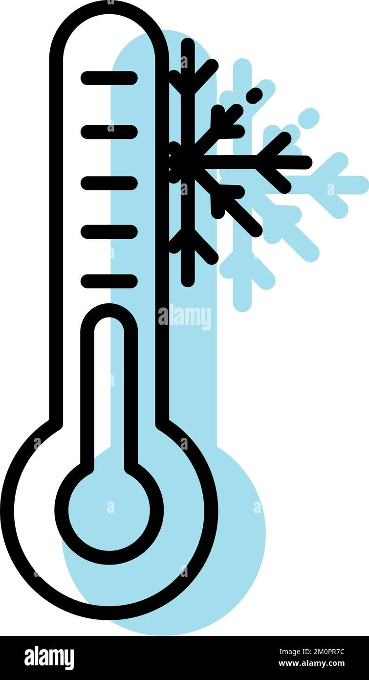 Isolierter einfarbiger Kaltthermometer-Icon-Vektor Stock Vektor