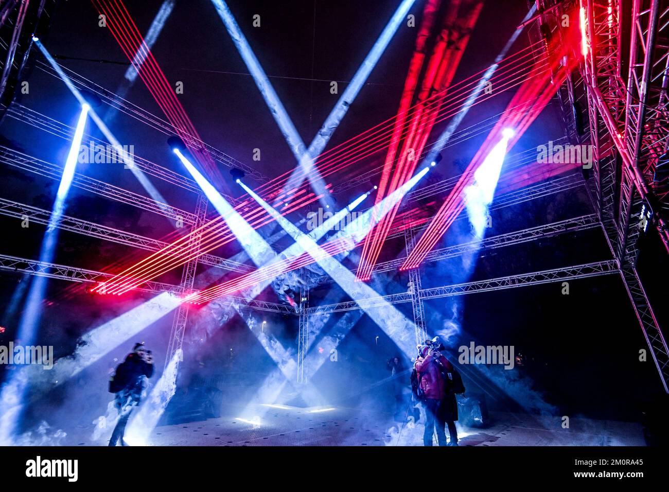 Parc de la Tete d or veranstaltet am 7. Dezember 2022 eine Lichtshow während des Fete des Lumieres (Lichterfestivals) 2022 in Lyon, Frankreich. Foto: Julien Reynaud/APS-Medias/ABACAPRESS.COM Stockfoto