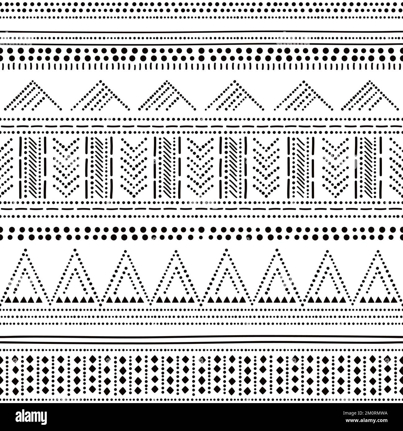 Glockenbecher Kultur inspiriert Vektor nahtlos gepunktetes Muster, prähistorisches Vase-Stil Retro Tribal Design aus Großbritannien, Irland, Andorra, Portugal Stock Vektor