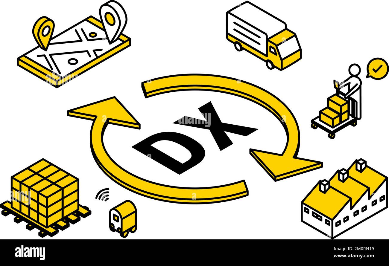 Abbildung des Logistiksystems und isometrische Darstellung von DXingSimple Stock Vektor