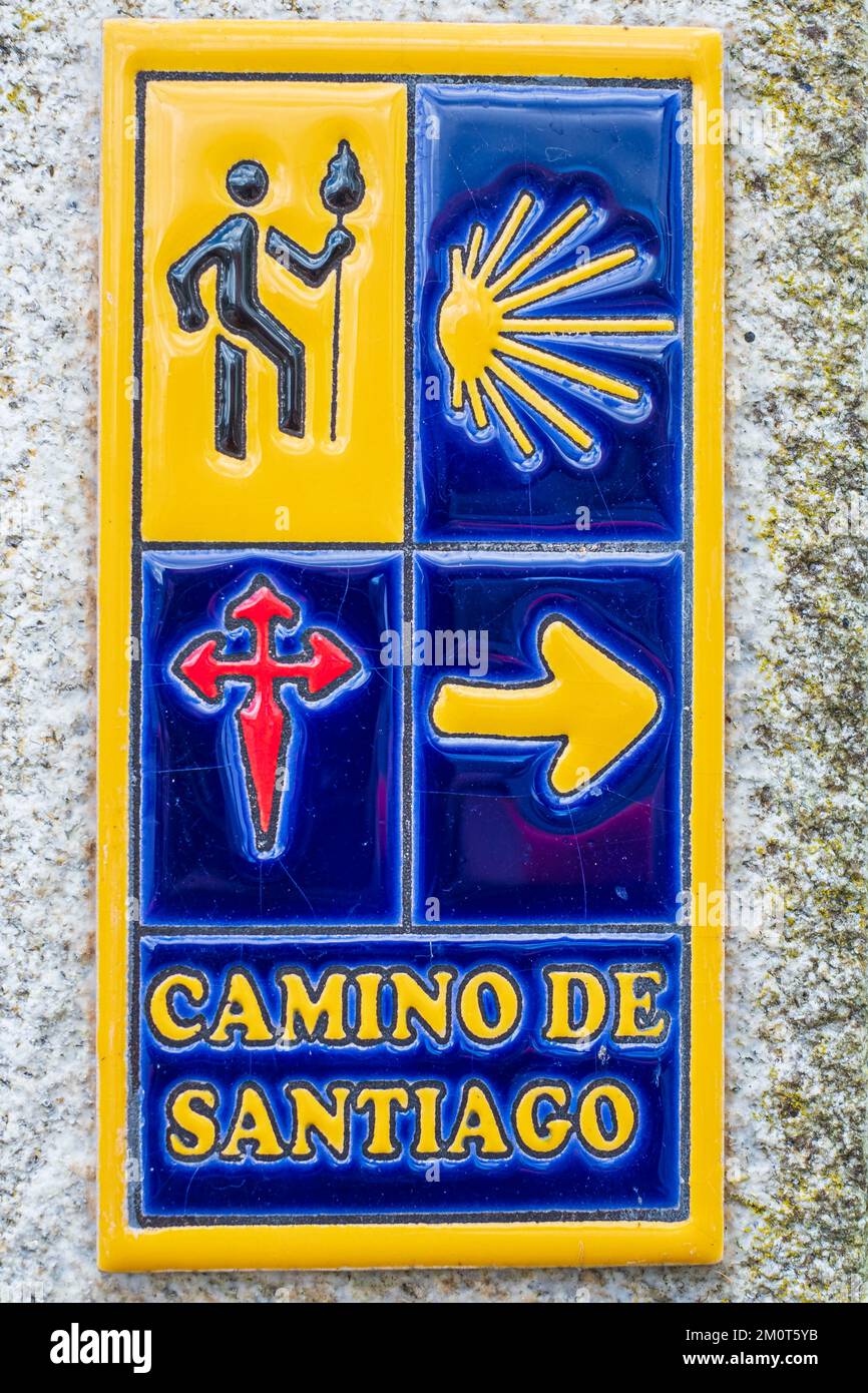 Spanien, Galicien, die Gemeinde Palas de Rei, das Kennzeichen des Camino Primitivo, die spanische Pilgerroute nach Santiago de Compostela Stockfoto