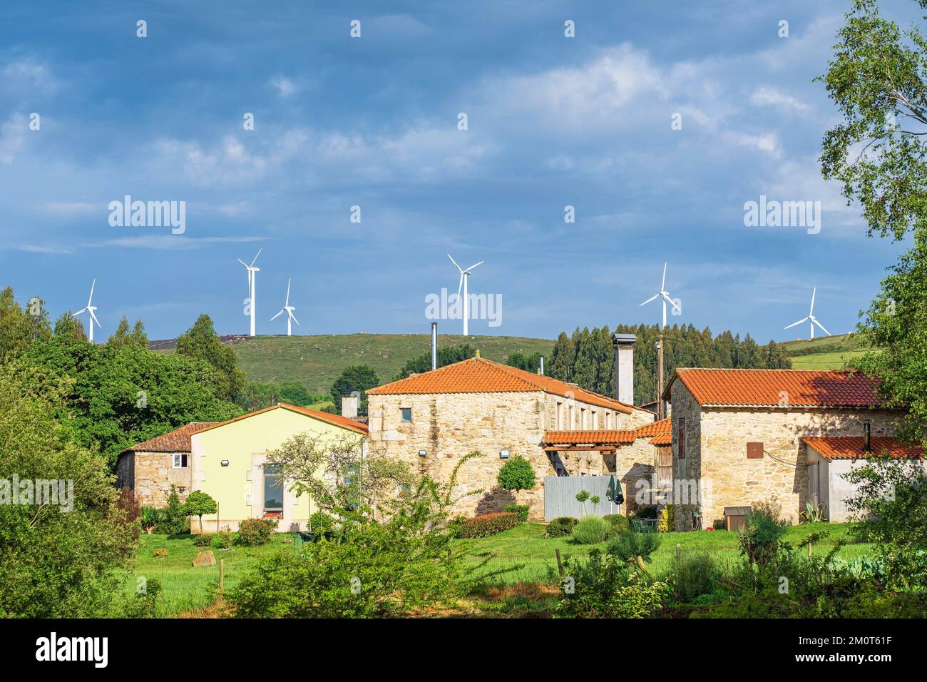 Spanien, Galicien, Gemeinde Palas de Rei, Weiler auf der Camino Primitivo, spanische Pilgerroute nach Santiago de Compostela Stockfoto