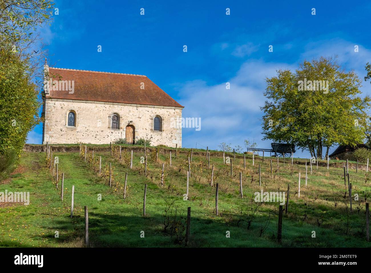 Frankreich, Allier, das Dorf Herisson mit der Aufschrift Petites Cites de Caractere, Calvaire-Kapelle, Bourbonnais Stockfoto