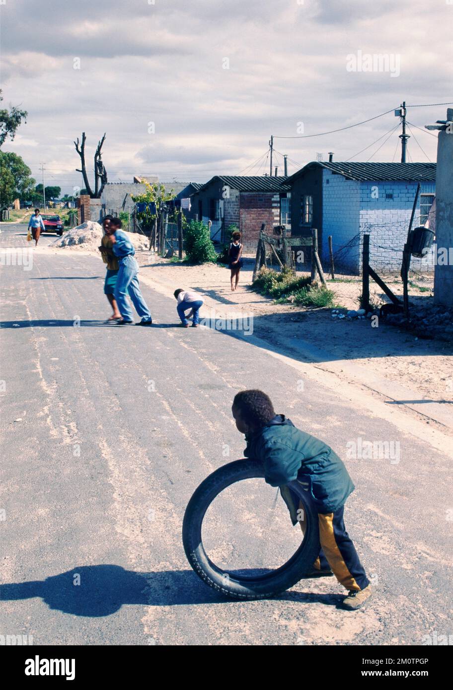 Das tägliche Leben auf einer Straße im südafrikanischen Soweto-Township Stockfoto