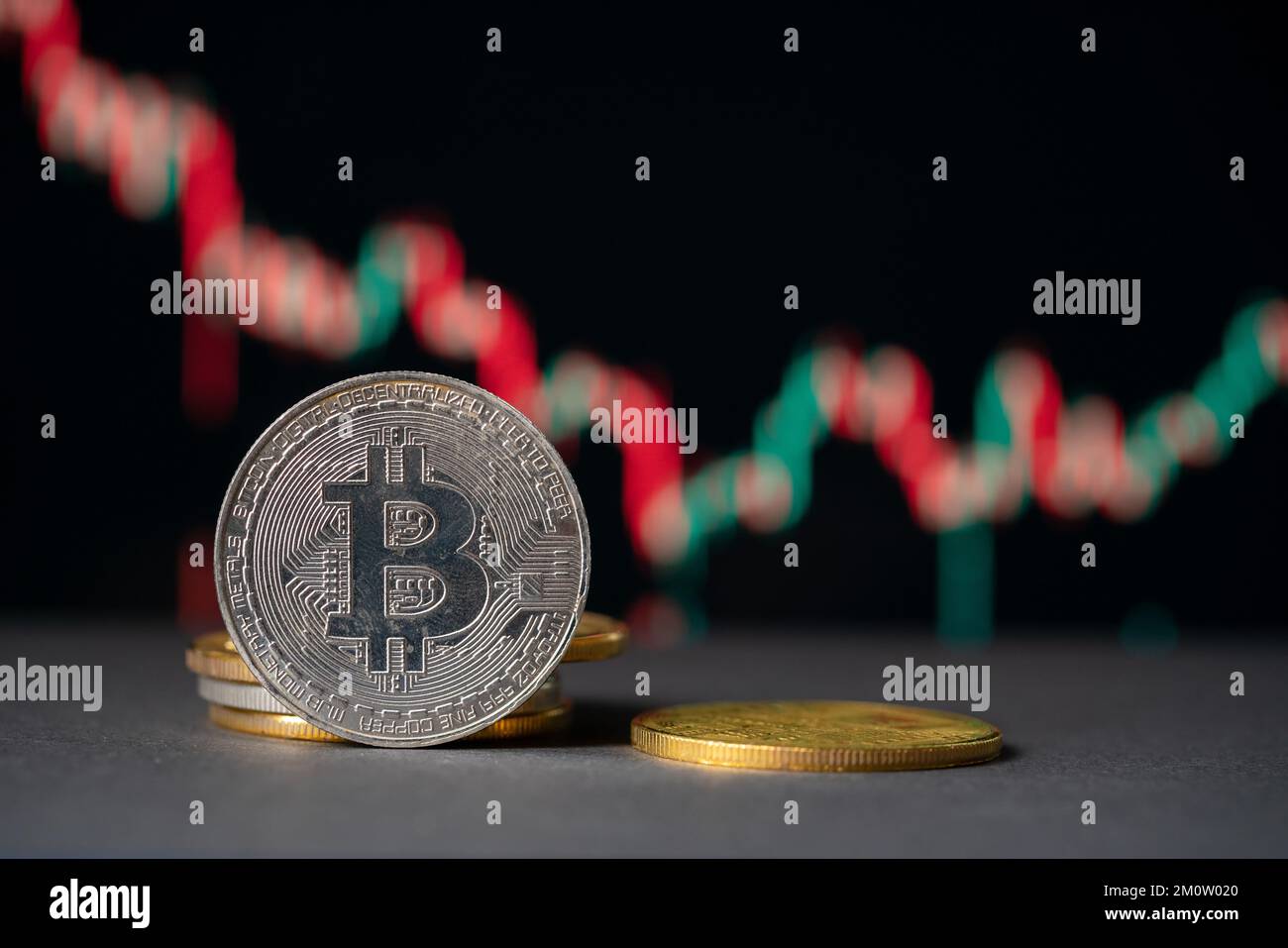 Bitcoin-Preistabelle. Digitales Gold kaufen und Wohlstand aufbauen. Bull-Markt-Katalysator Stockfoto