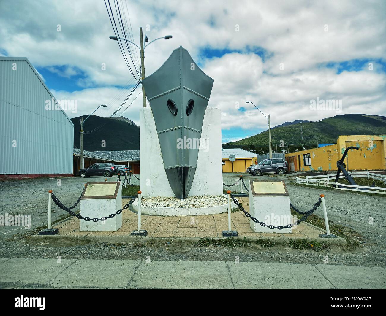 Denkmäler Häuser und Straßen in puerto williams, die südlichste Stadt der Welt, puerto williams, antactica, chile, südamerika Stockfoto