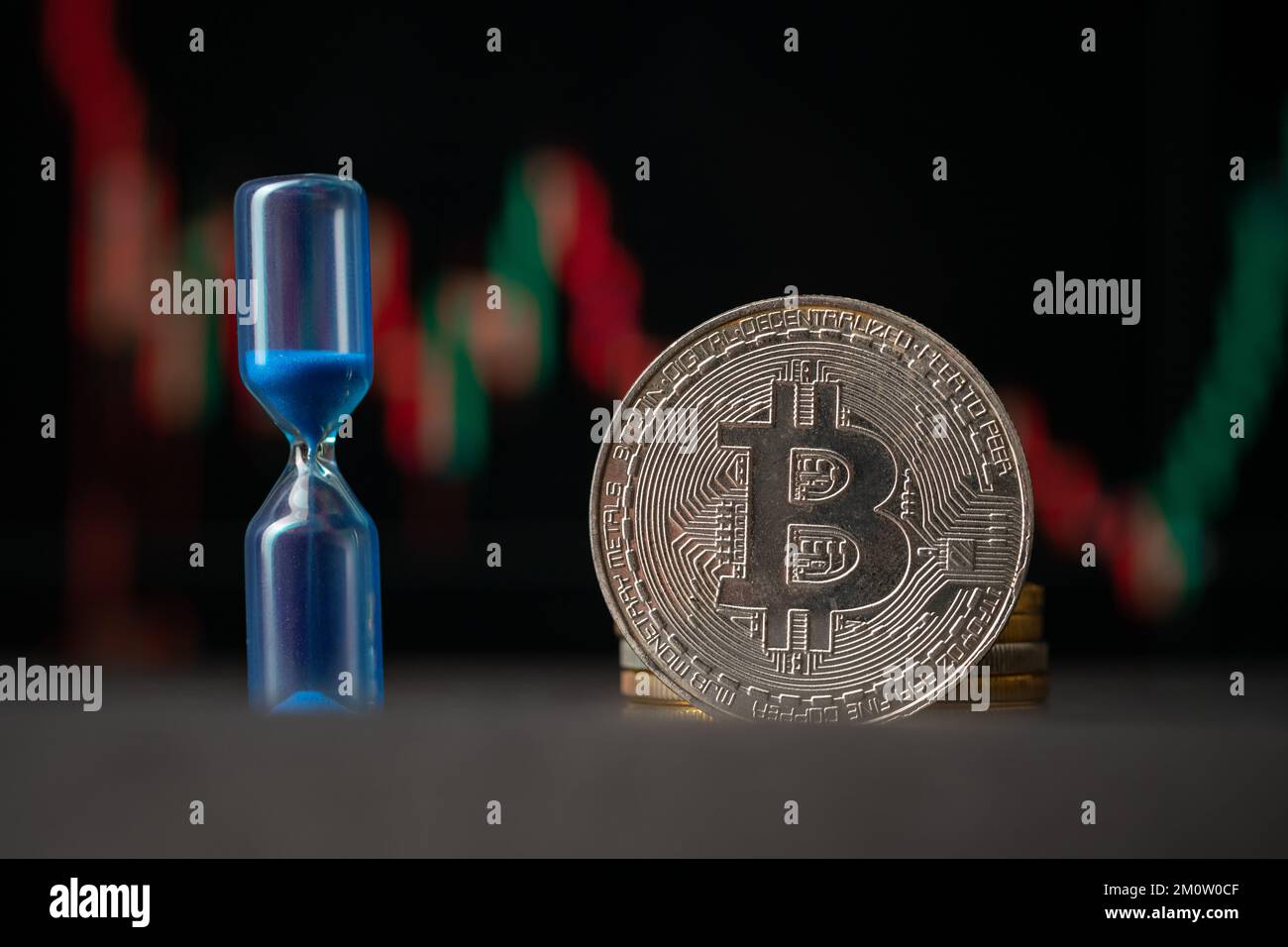 Bitcoin-Preistabelle. Digitales Gold kaufen und Wohlstand aufbauen. Bull-Markt-Katalysator Stockfoto