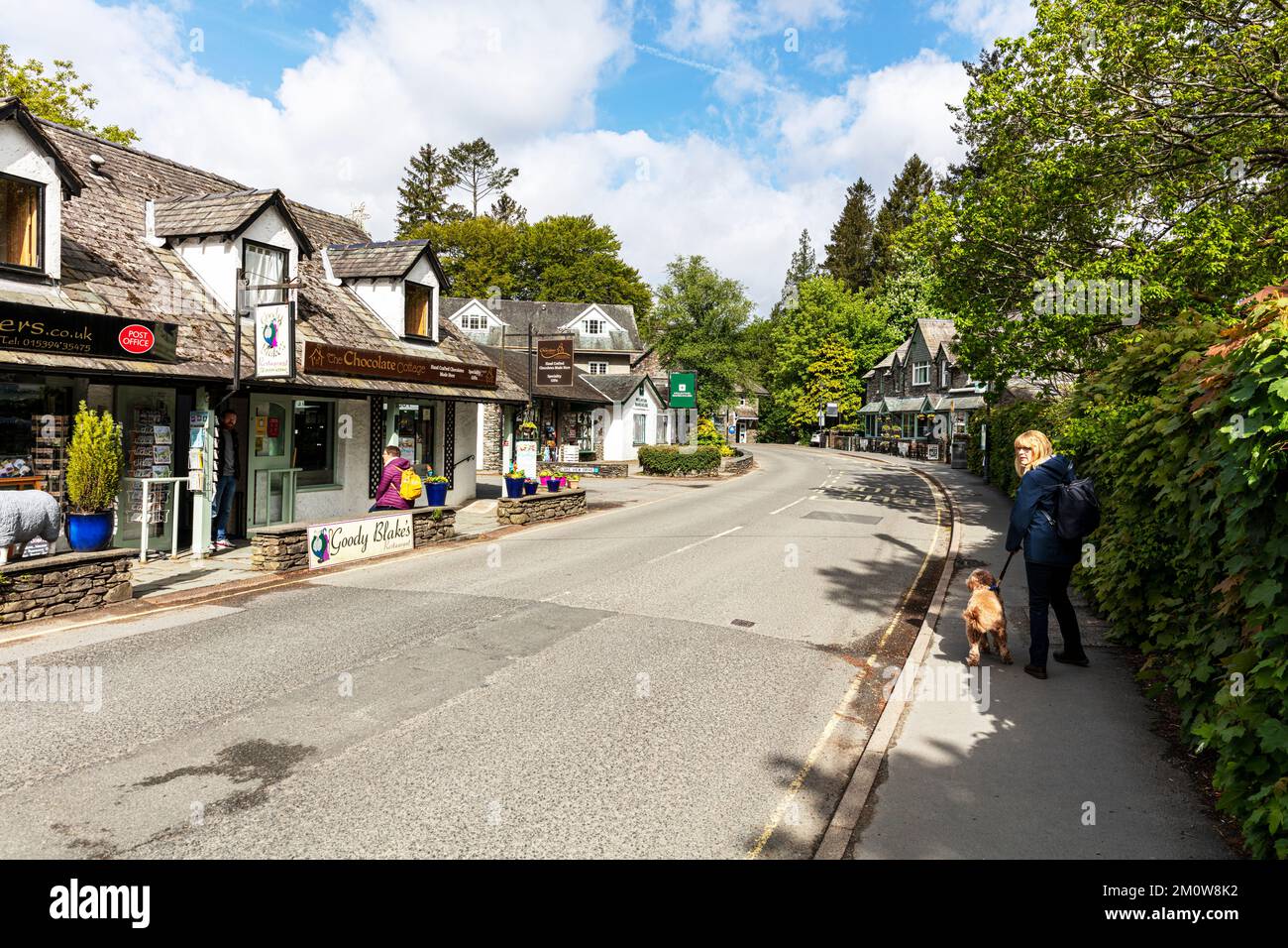 Grasmere, Cumbria, UK, Grasmere Village, Grasmere UK, Grasmere Cumbria, Seengebiet, England, Dorf, Dörfer, Geschäfte, Häuser, Stockfoto