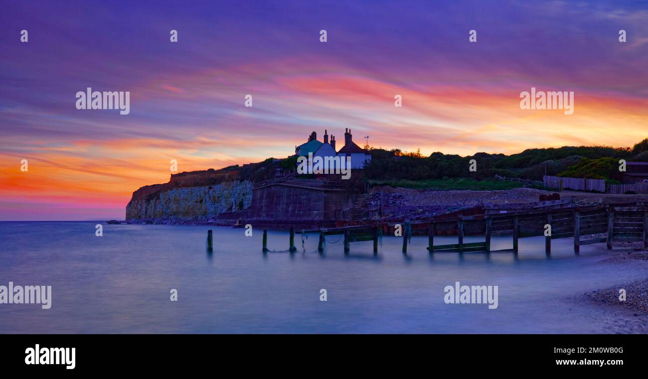 Die Coastguard Cottages, South Downs National Park. East Sussex, Großbritannien Stockfoto