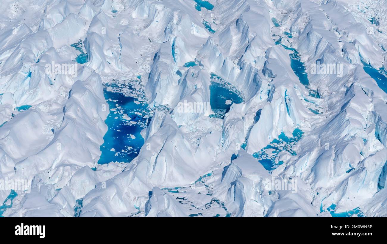 Luftaufnahme des Larsen Inlet Gletschers, Weddell Sea, Antarktis. Stockfoto