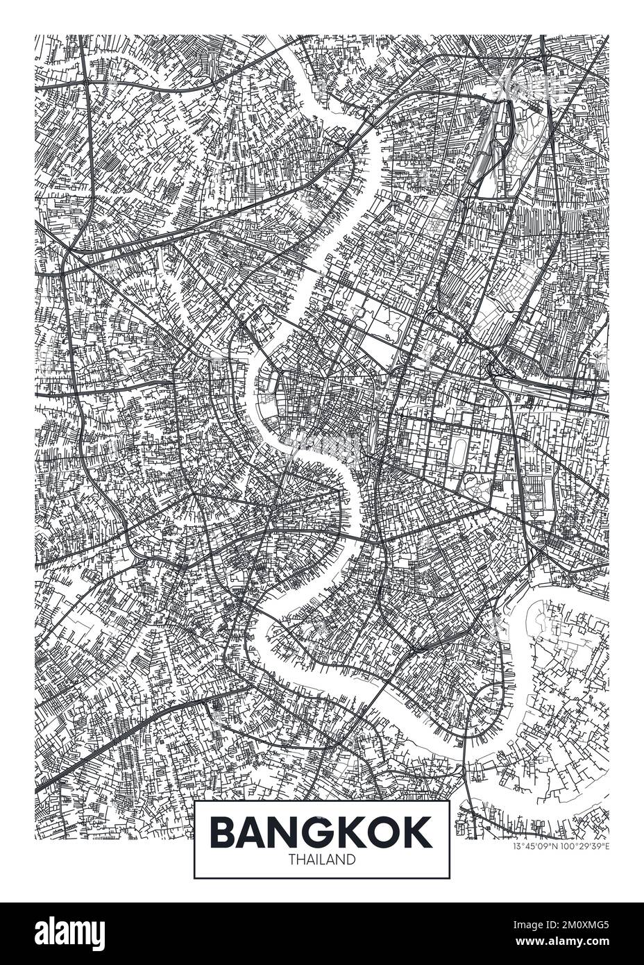 Stadtplan Bangkok, Stadtplanung Reisevektor-Posterdesign Stock Vektor