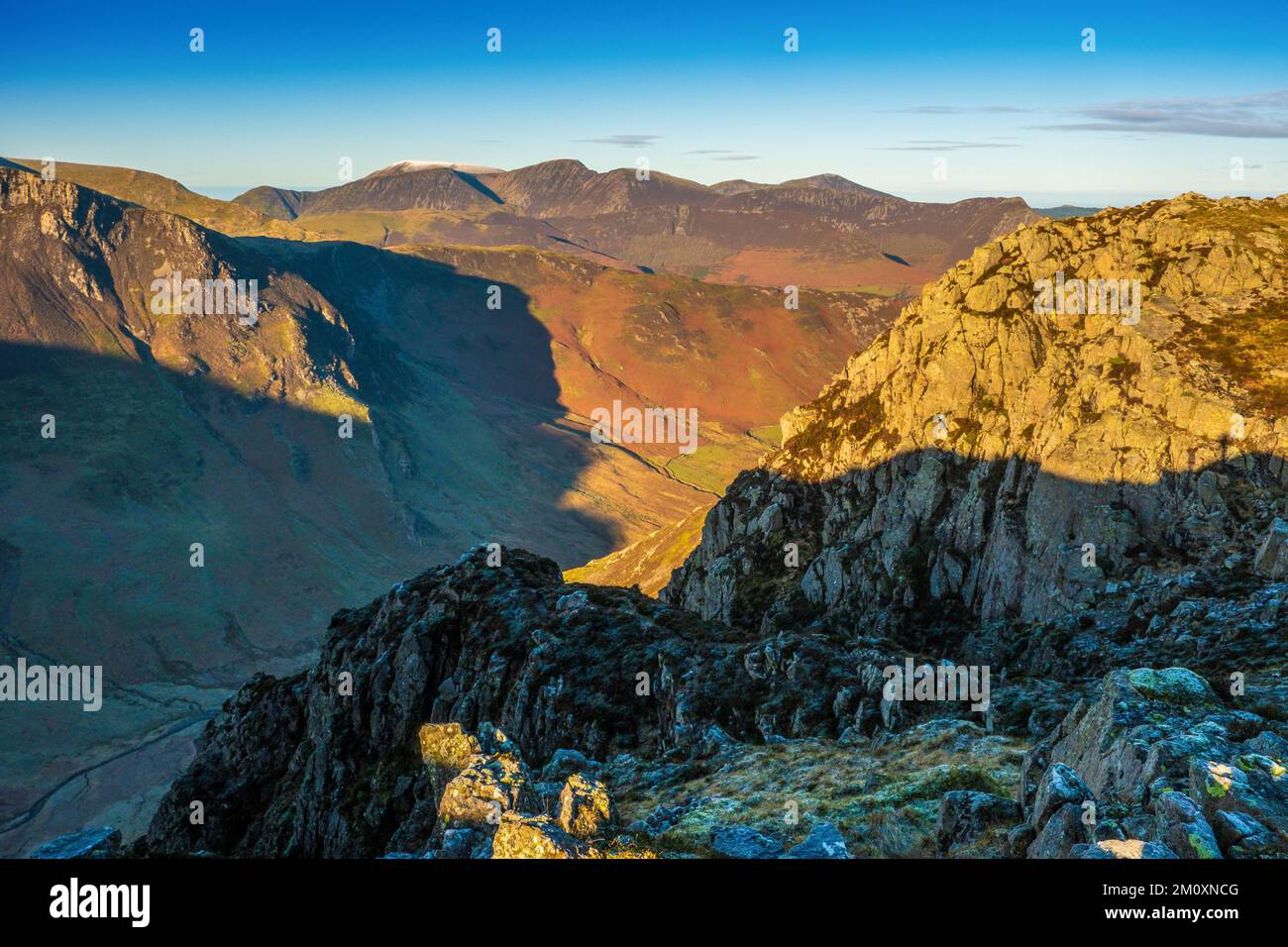 Die nordwestlichen Fells des Lake District National Park vom High Spy aus gesehen Stockfoto