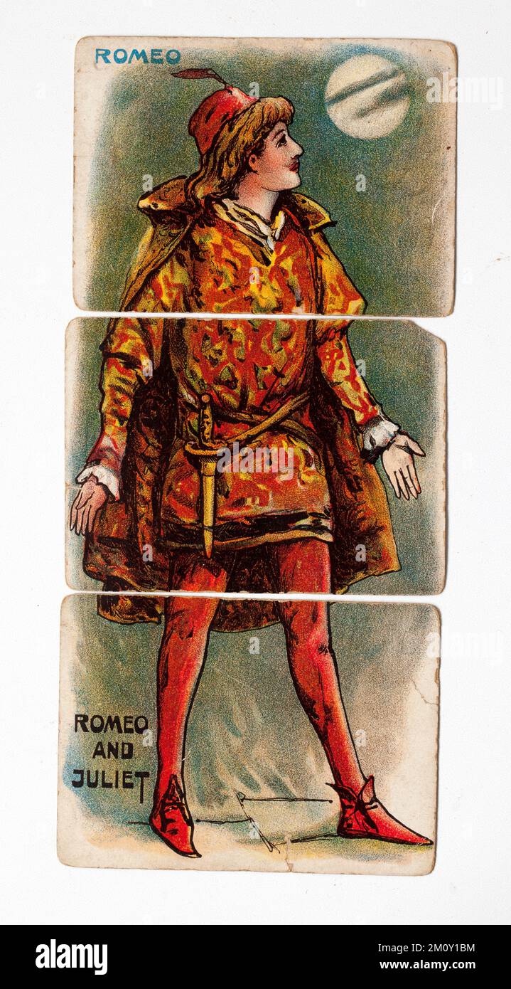 Vintage-Spielkarte Illustration von Shakespeares Romeo aus Romeo und Julia Stockfoto