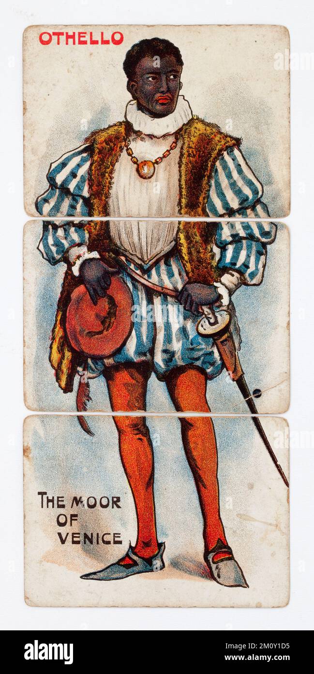 Vintage-Spielkarte Illustration von Shakespeares Othello aus dem Moor von Venedig Stockfoto