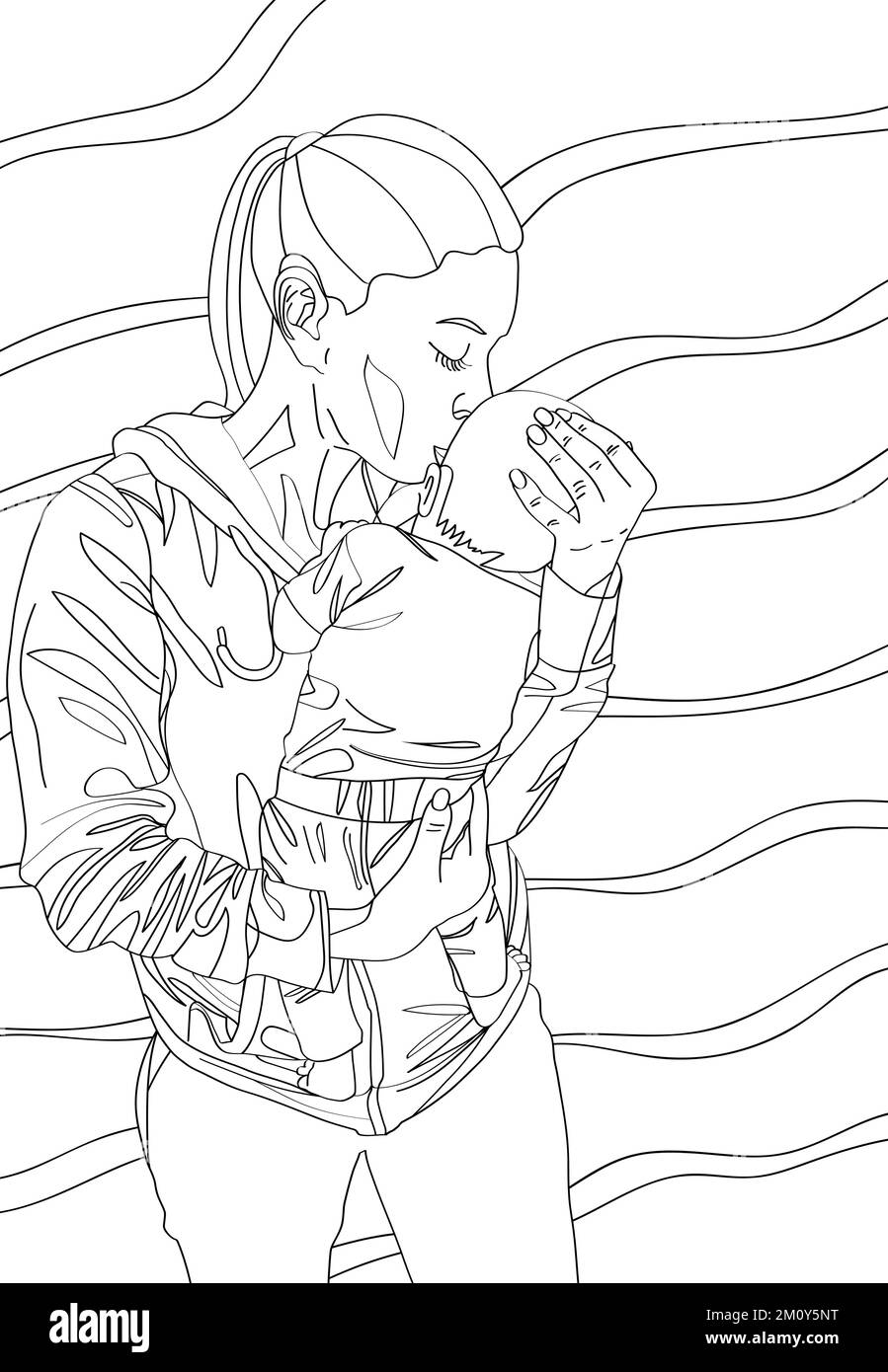 Anti-Stress-Färbung. Schwarzweiß-Vektordarstellung für die Farbgebung. Stock Vektor