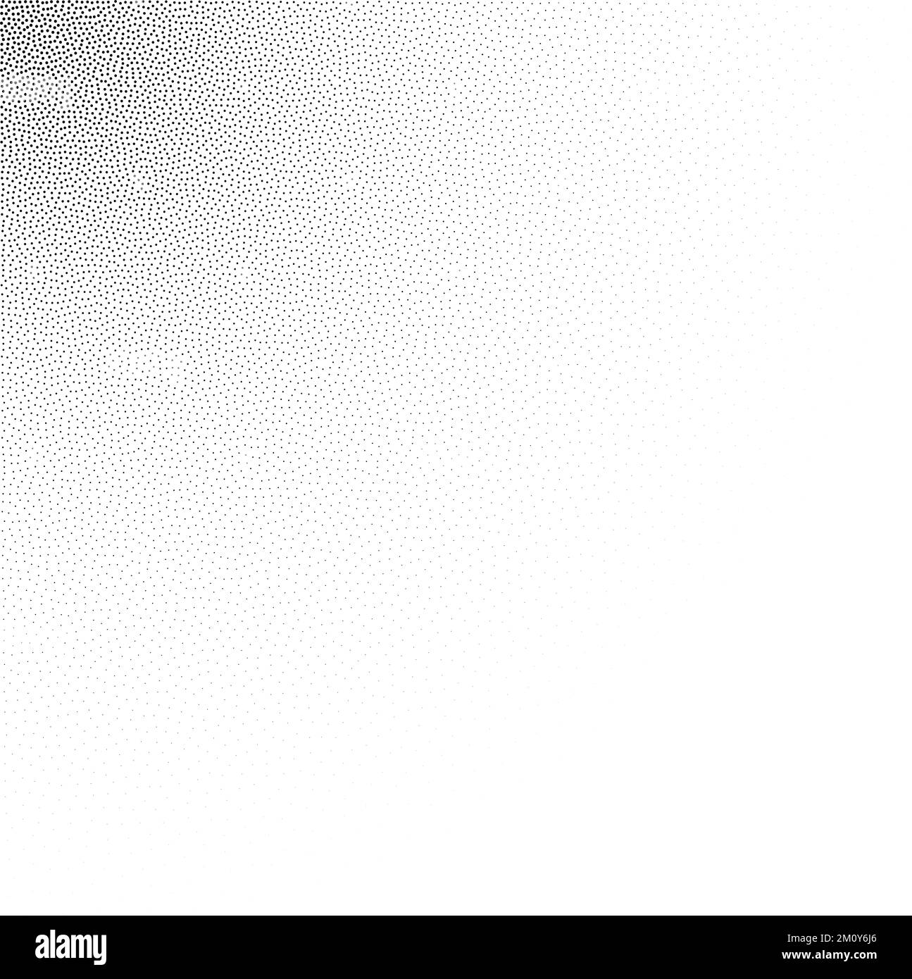 Verrundeter verlaufender Hintergrund. Verblasste stochastische Dotwork-Textur. Zufälliges Grunge-Geräusch. Schwarze Punkte, Flecken oder Partikel Tapete. Halbton Stock Vektor