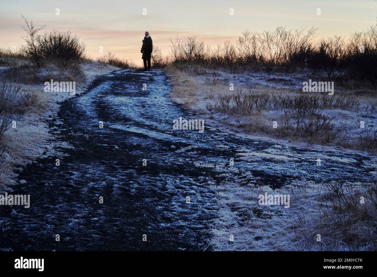 Südinsland, Bilder in intensiven Frösten vor dem Schnee Stockfoto