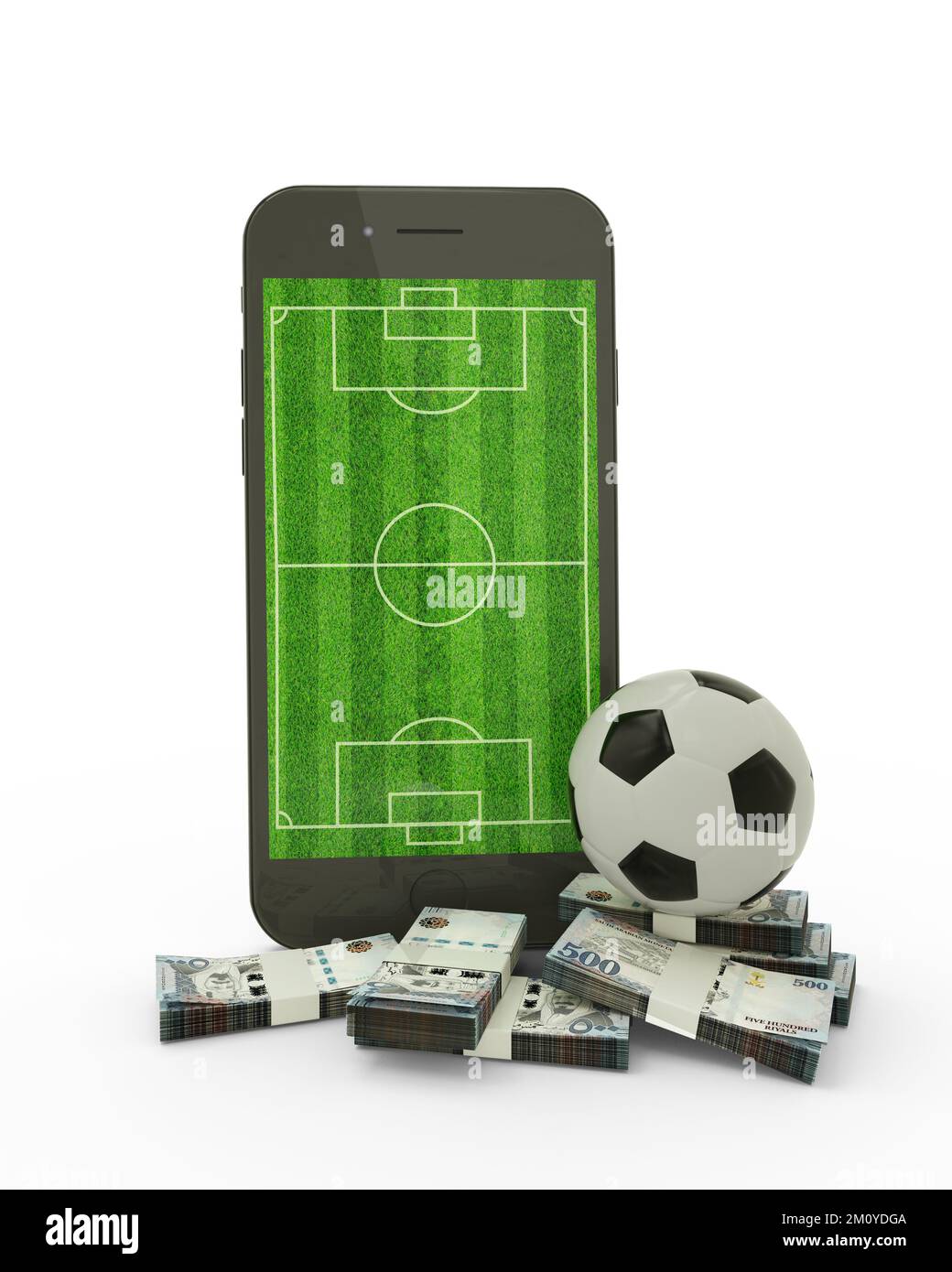 Geschäftsfrau, die Treppen aus Botswana Pu Notes hochklettert. 3D Darstellung von Geld in Form eines Diagrammsymbols für das Finanzwachstum. Geschäftswachstum Stockfoto