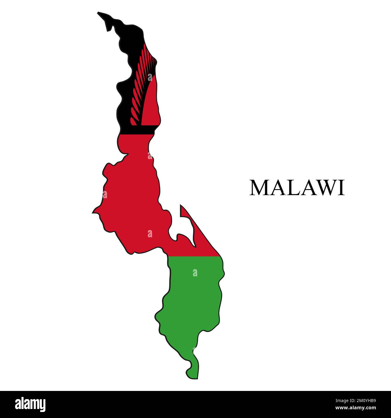 Malawi-Kartenvektordarstellung. Weltwirtschaft. Berühmtes Land. Ostafrika. Afrika. Stock Vektor