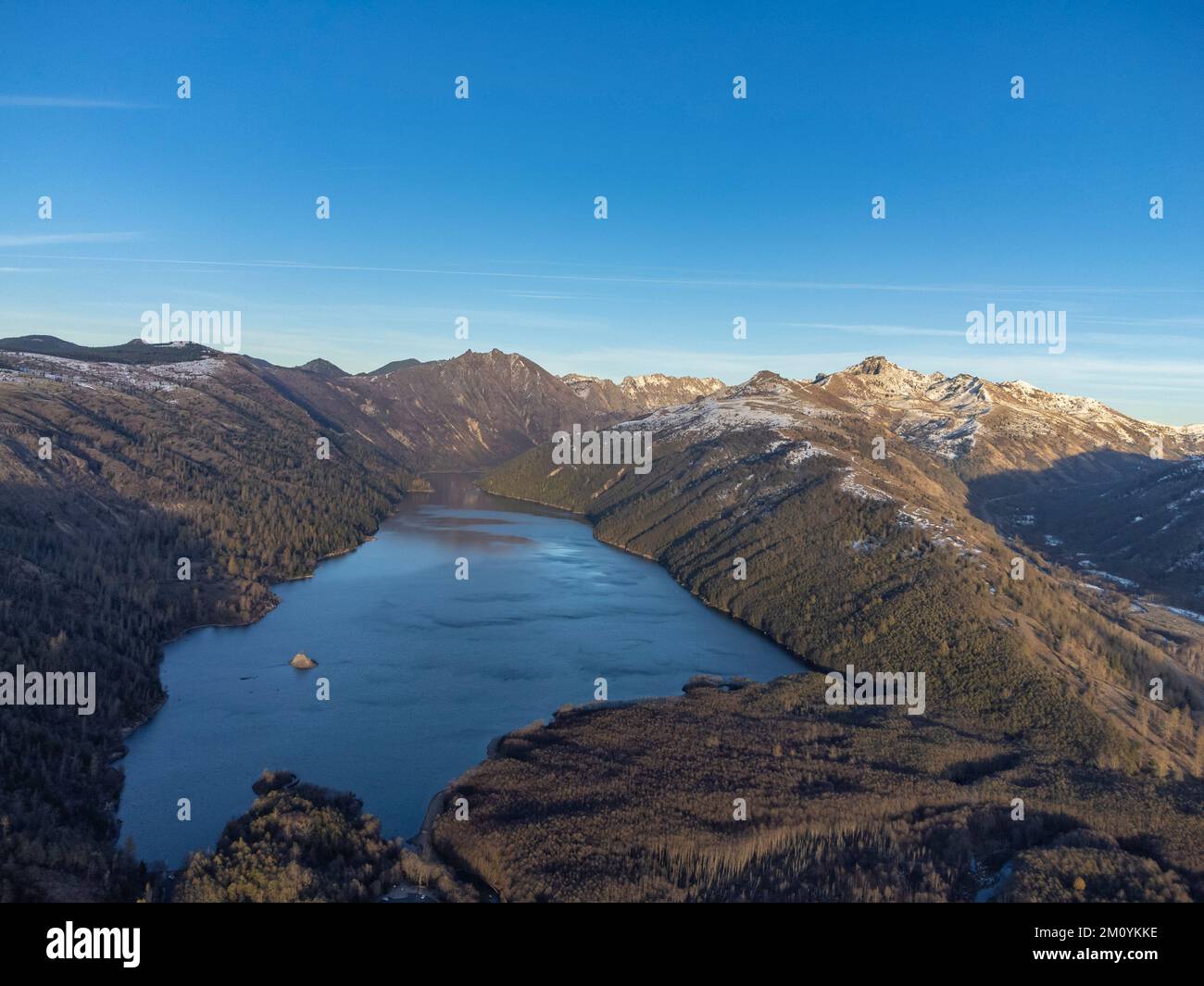 Luftfoto des Coldwater Lake Stockfoto