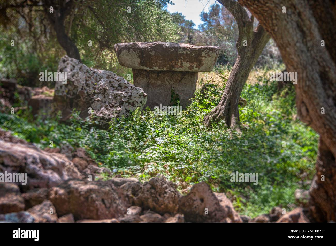 Talaiotisches prähistorisches Dorf Torrellafuda, Menorca, Balearen, Spanien. Stockfoto