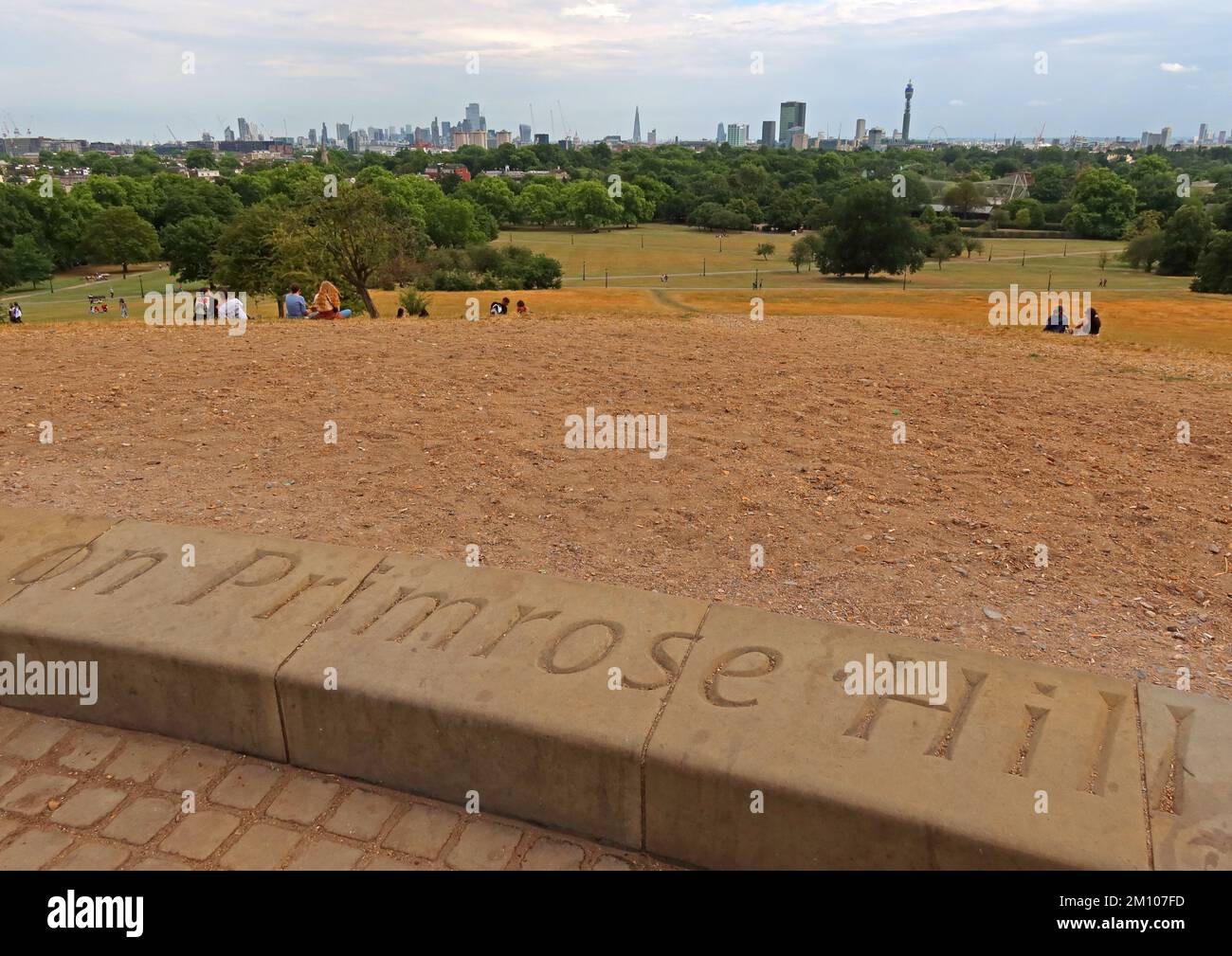 Auf Primrose Hill, Panorama, Pano, London, England, Großbritannien, von , ITS, 2., höchster Punkt, NW3 Stockfoto